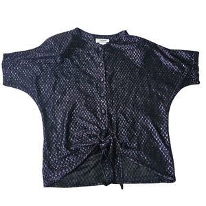 Vintage Frejani Size 12 Metallic Blouse Black Purple Blue Pink Shoulder Pads